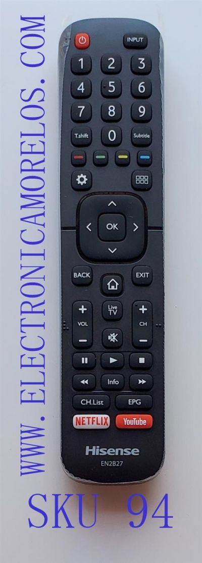 CONTROL REMOTO ORIGINAL PARA SMART TV HISENSE ((NUEVO)) / NUMERO DE PARTE EN2B27 / HH3-1 / MODELOS 40K321UW / 58K700UWD